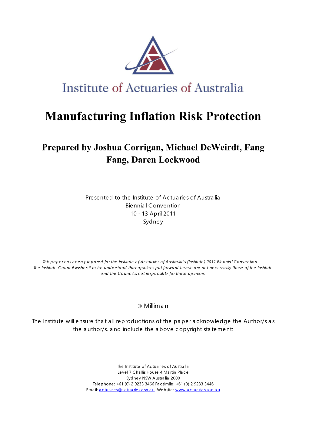 Manufacturing Inflation Risk Protection