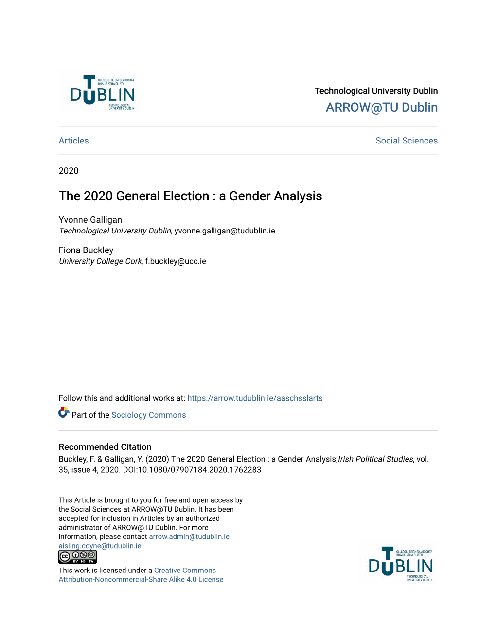 The 2020 General Election : a Gender Analysis