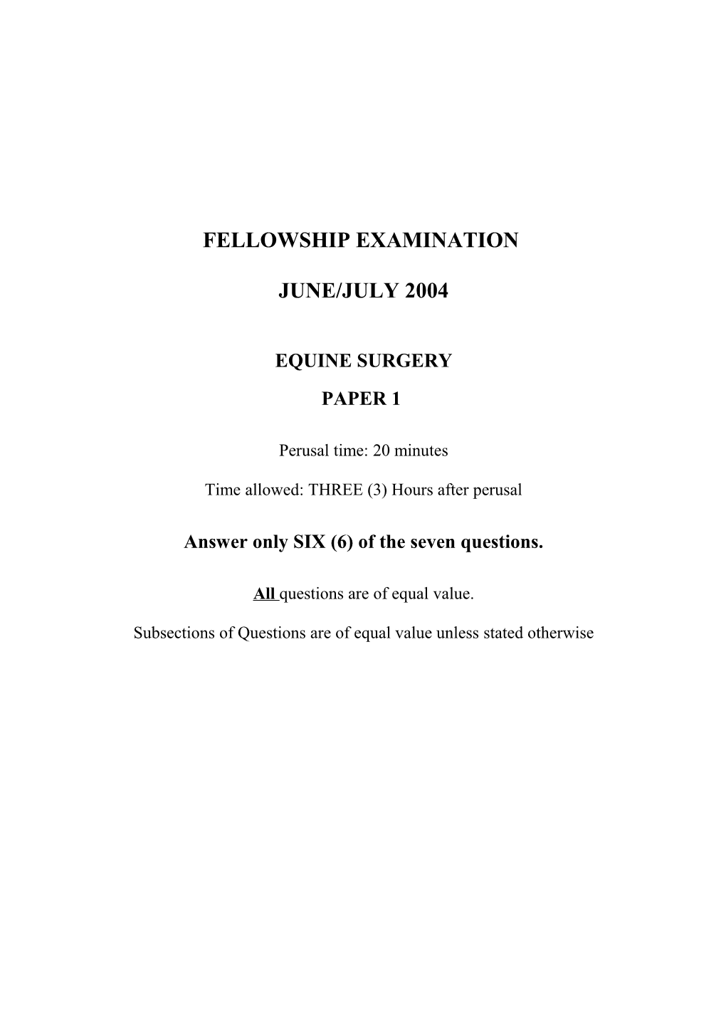 Fellowship Examination