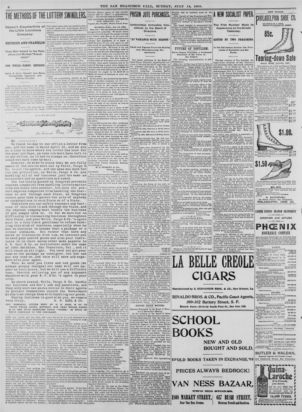 CIGARS Gross Premiums on Fire Risks Run- Ning More Than One Year, $1,102,- Ing Letter from the Call's Agent at Ukiah: Take Its Control from Republican Hands