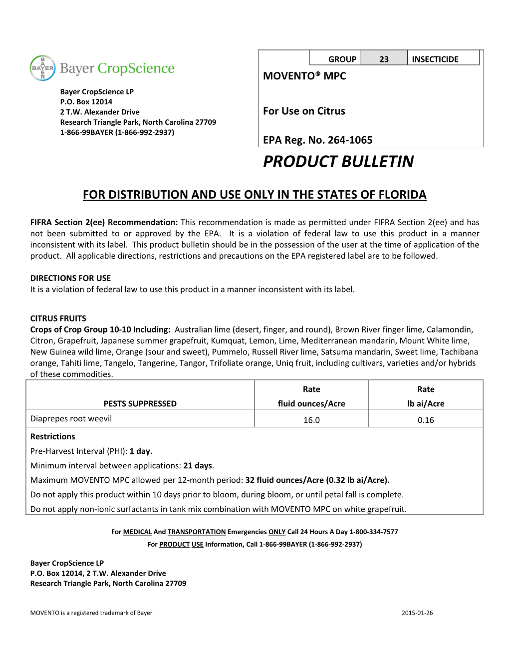 Product Bulletin