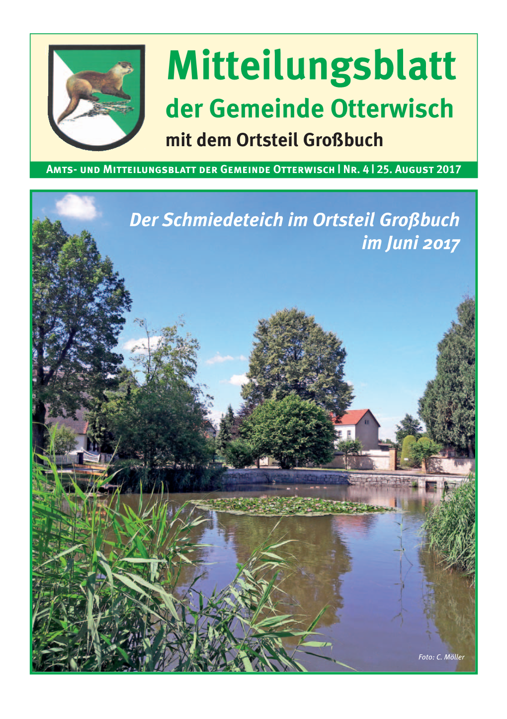 Mitteilungsblatt Der Gemeinde Otterwisch Mit Dem Ortsteil Großbuch Amts- Und Mitteilungsblatt Der Gemeinde Otterwisch | Nr