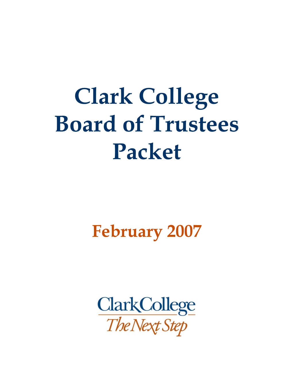 Clark College Board of Trustees Packet