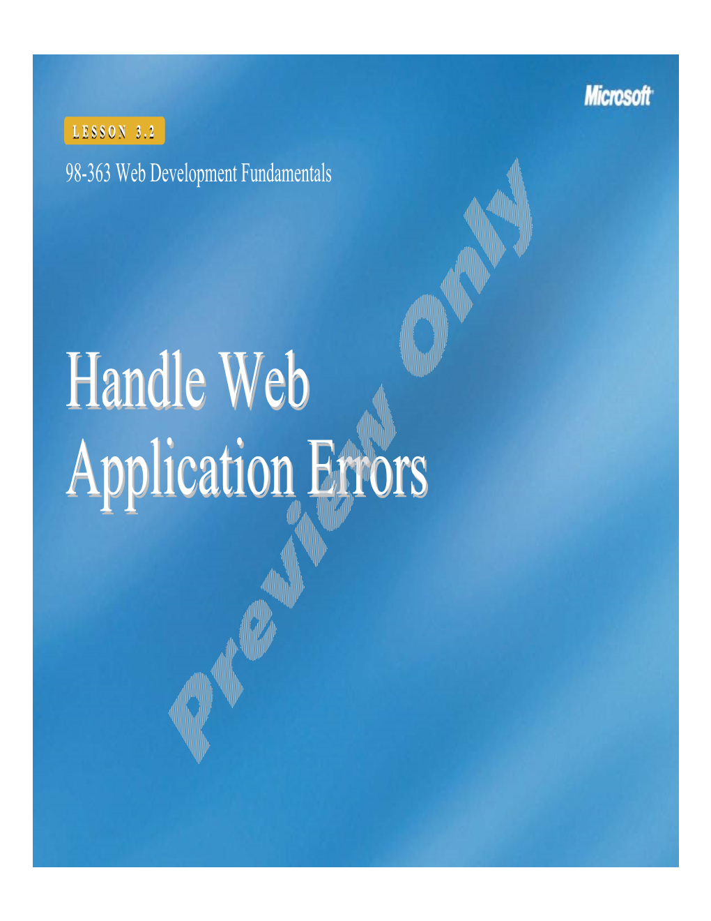 Handle Web Application Errors