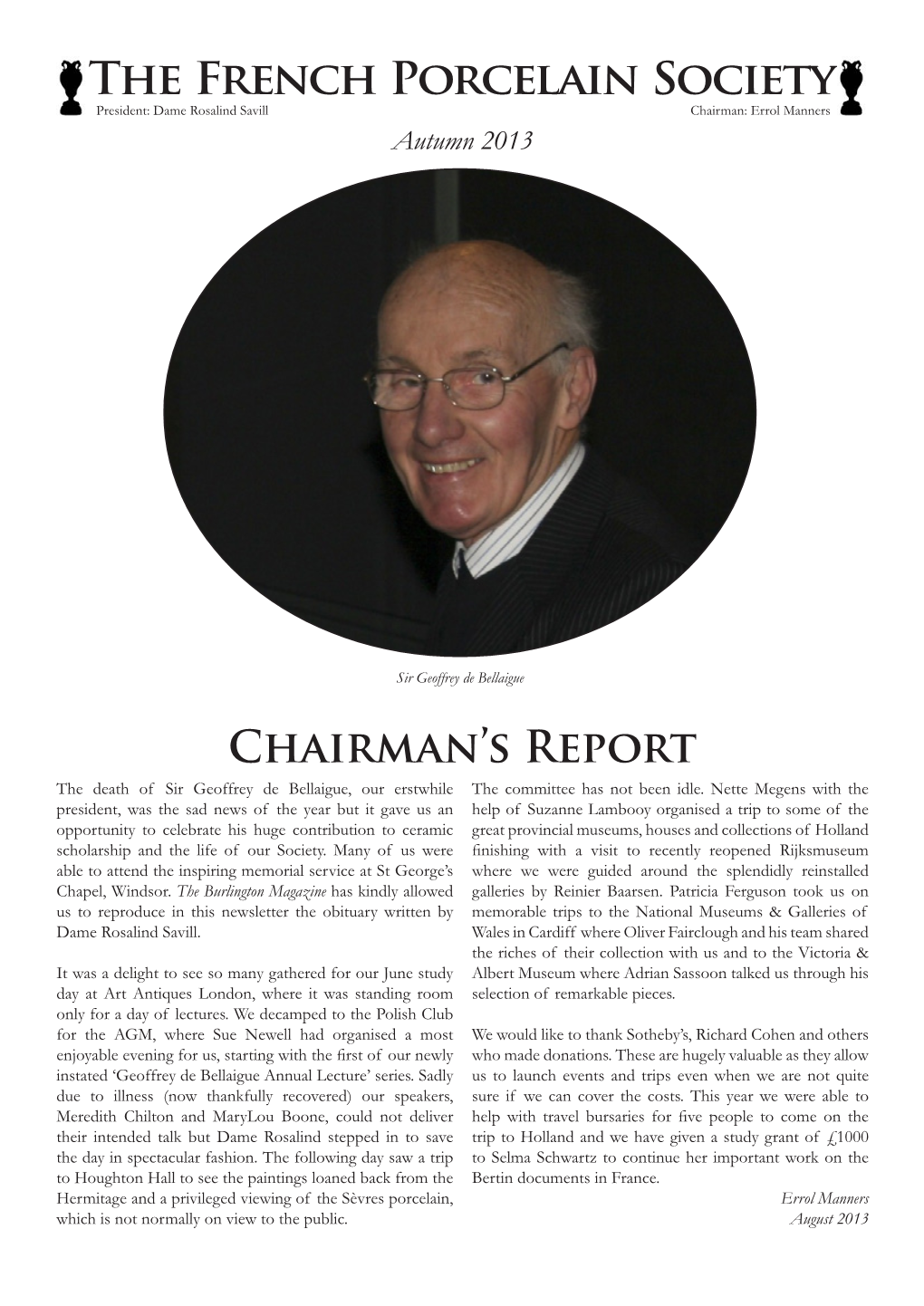 Chairman's Report the French Porcelain Society