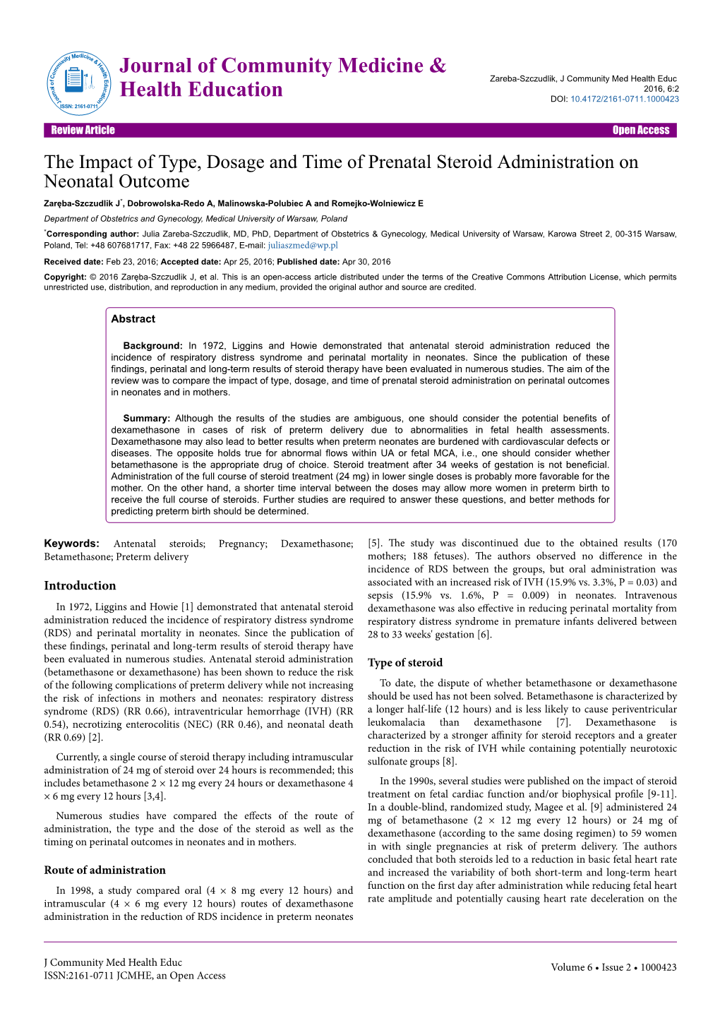 The Impact of Type, Dosage and Time of Prenatal Steroid
