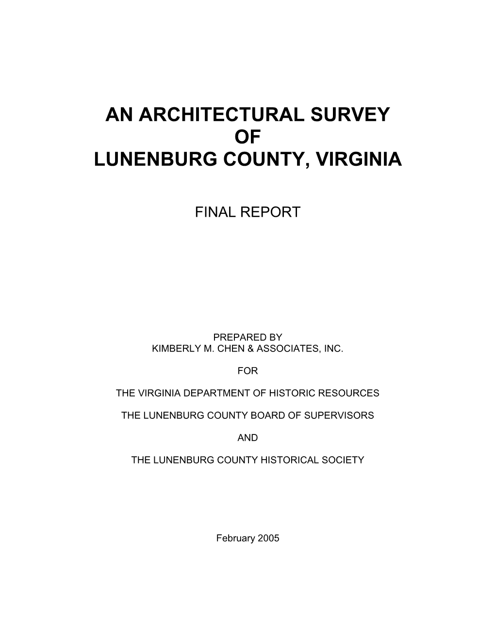 An Architectural Survey of Lunenburg County, Virginia