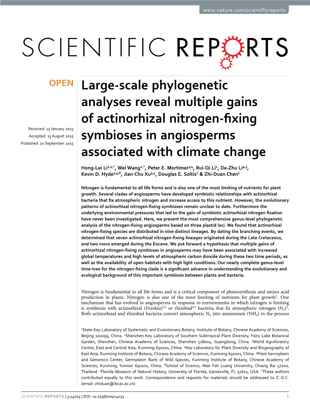 Large-Scale Phylogenetic Analyses Reveal Multiple Gains of Actinorhizal