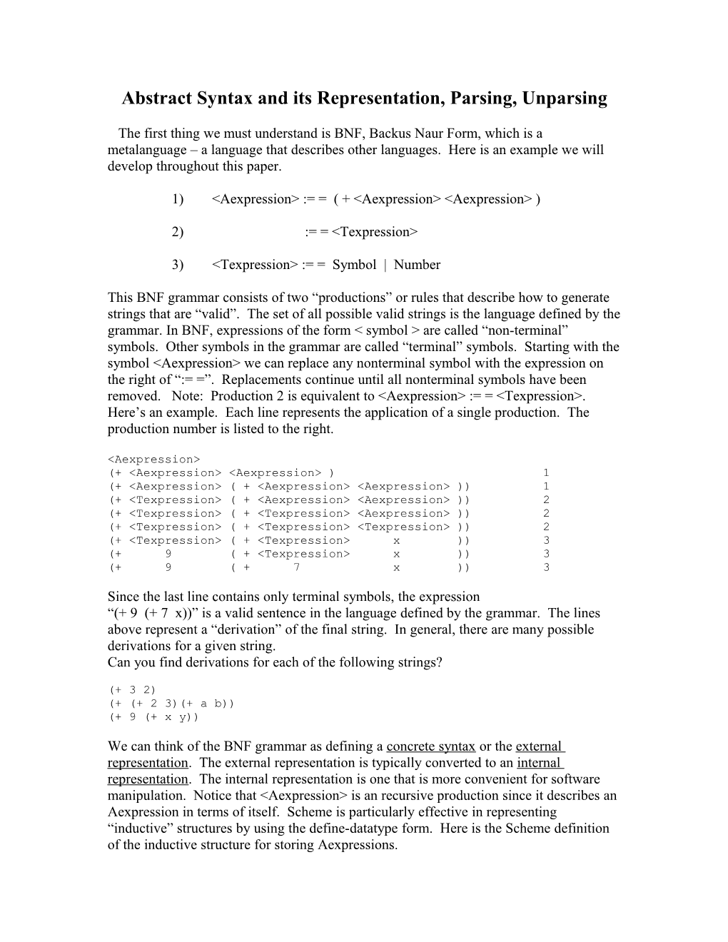 Abstract Syntax and Its Representation