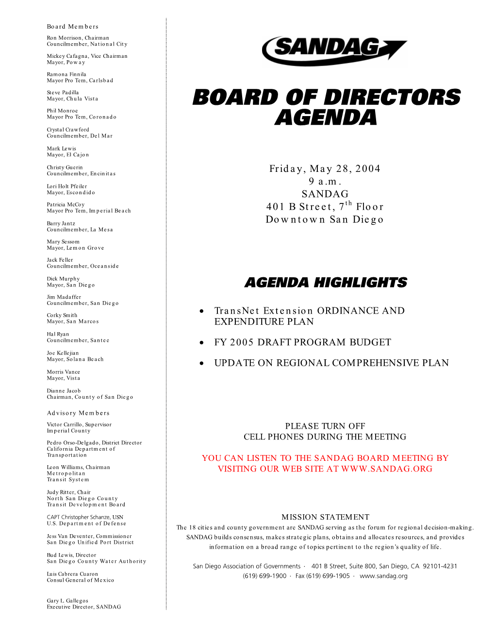 Board of Directors Agenda Item No