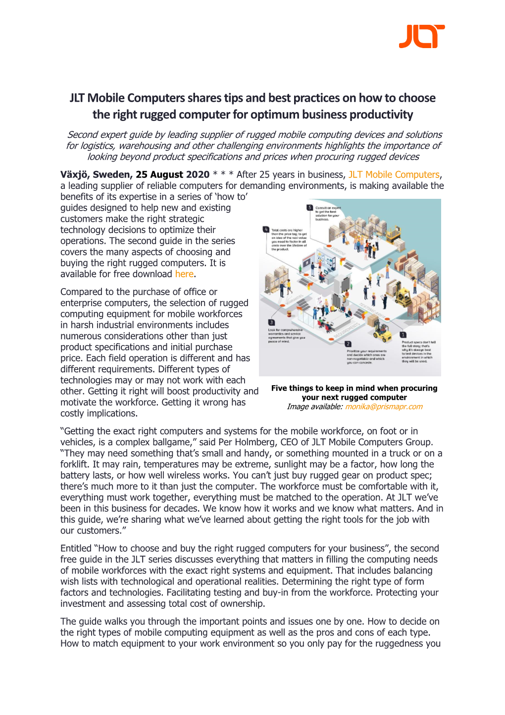 JLT Mobile Computers Shares Tips and Best Practices on How to Choose the Right Rugged Computer for Optimum Business Productivity