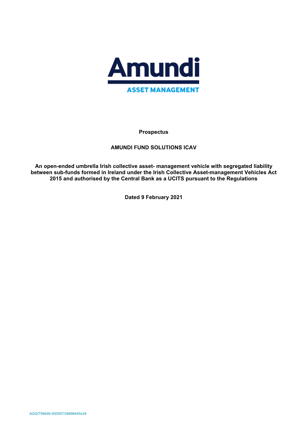 Prospectus AMUNDI FUND SOLUTIONS ICAV an Open-Ended