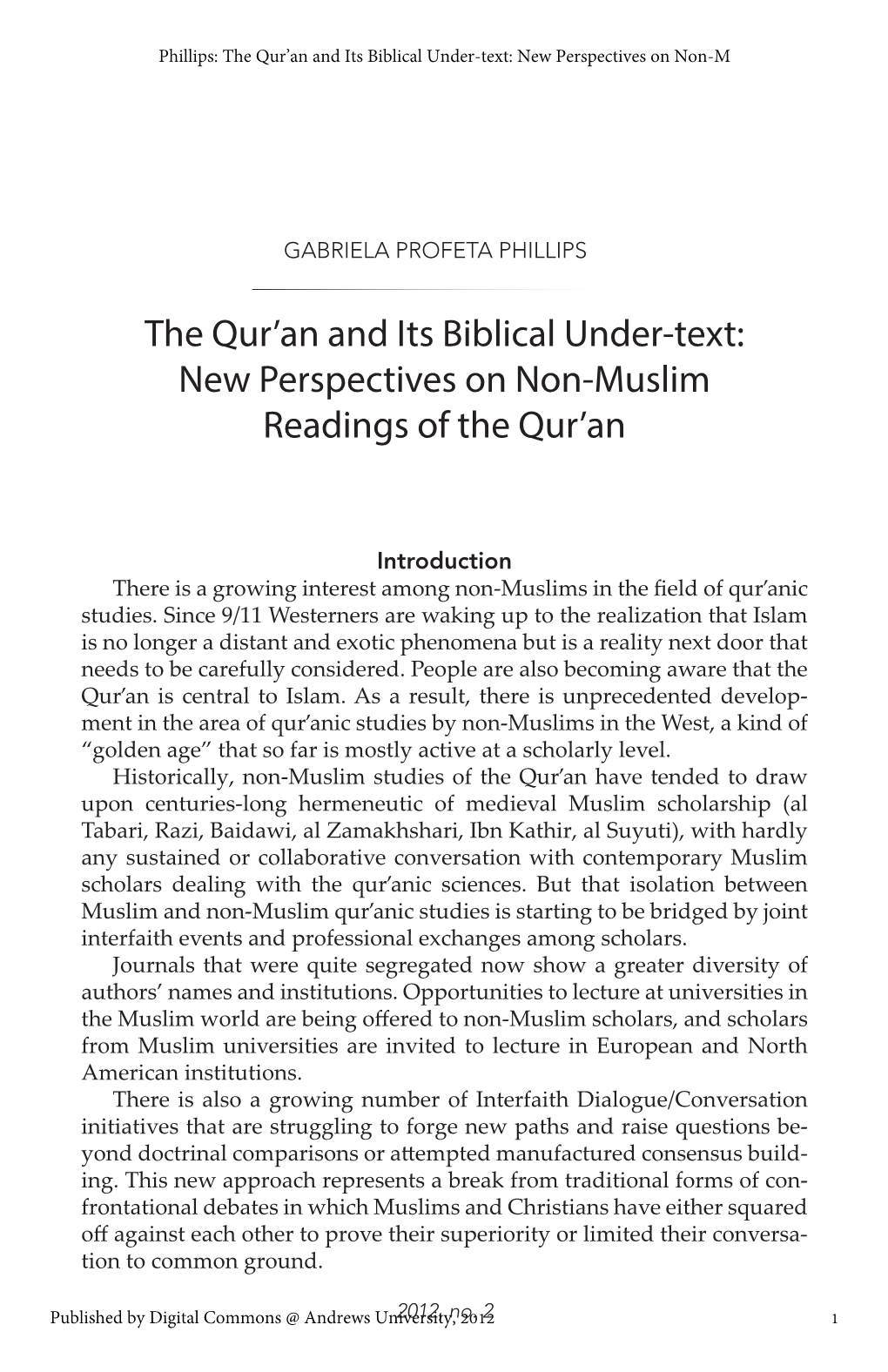 The Qurâ•Žan and Its Biblical Under-Text