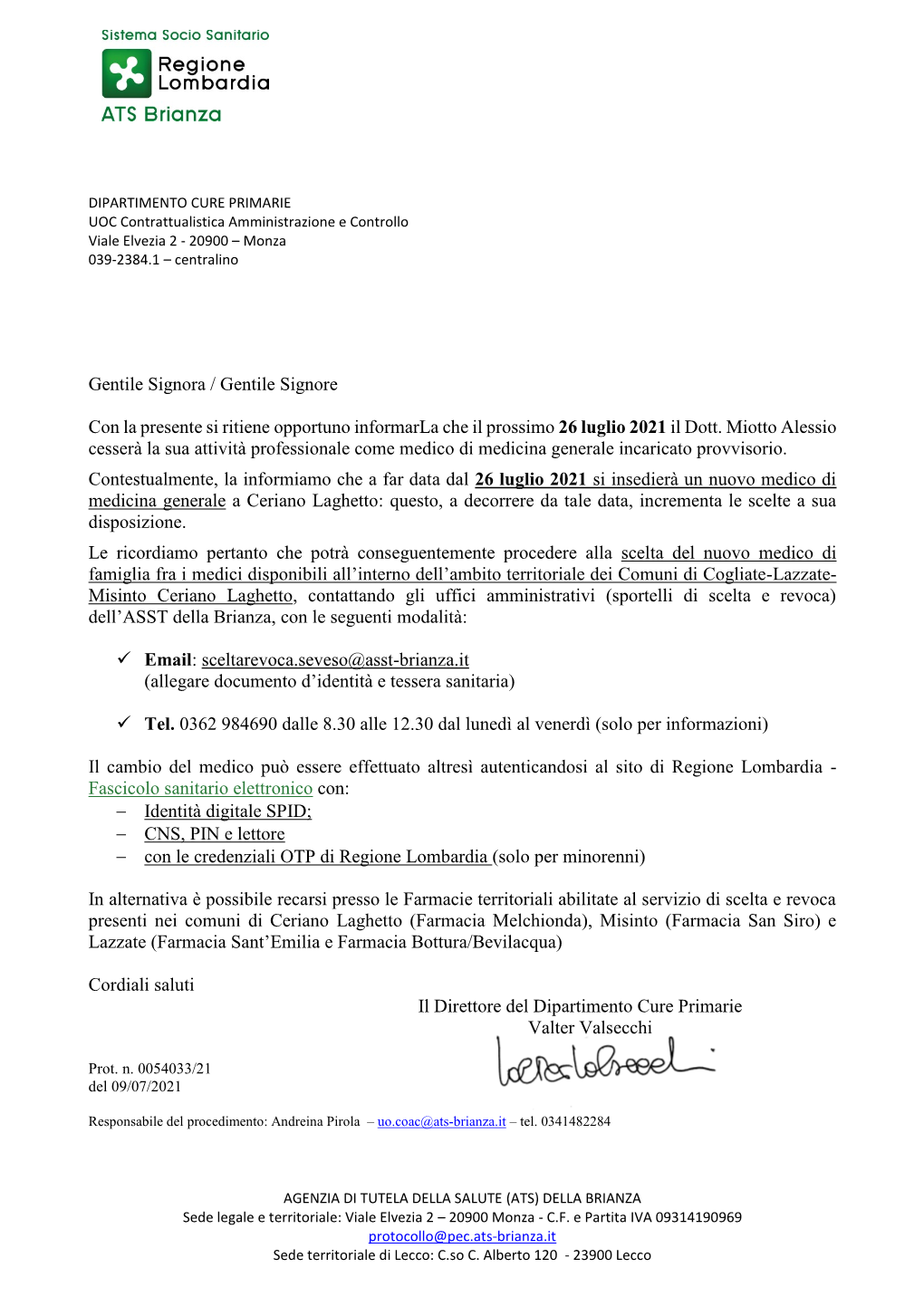 Insediamento Nuovo Mmg Ceriano Laghetto