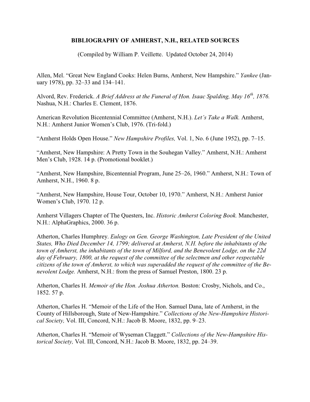 Bibliography of Publications Relating