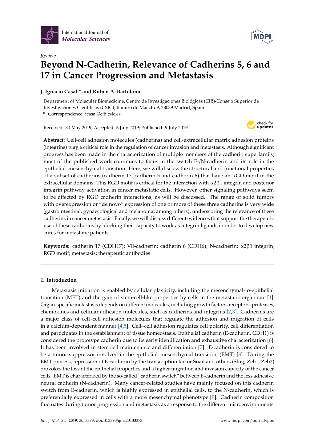 Beyond N-Cadherin, Relevance of Cadherins 5, 6 and 17 in Cancer Progression and Metastasis