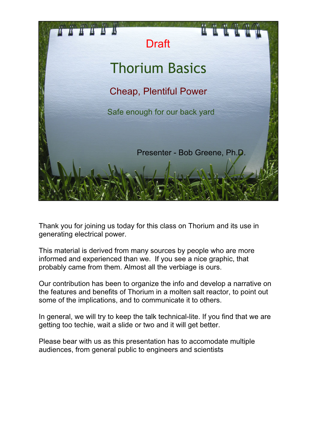 Thorium Basics