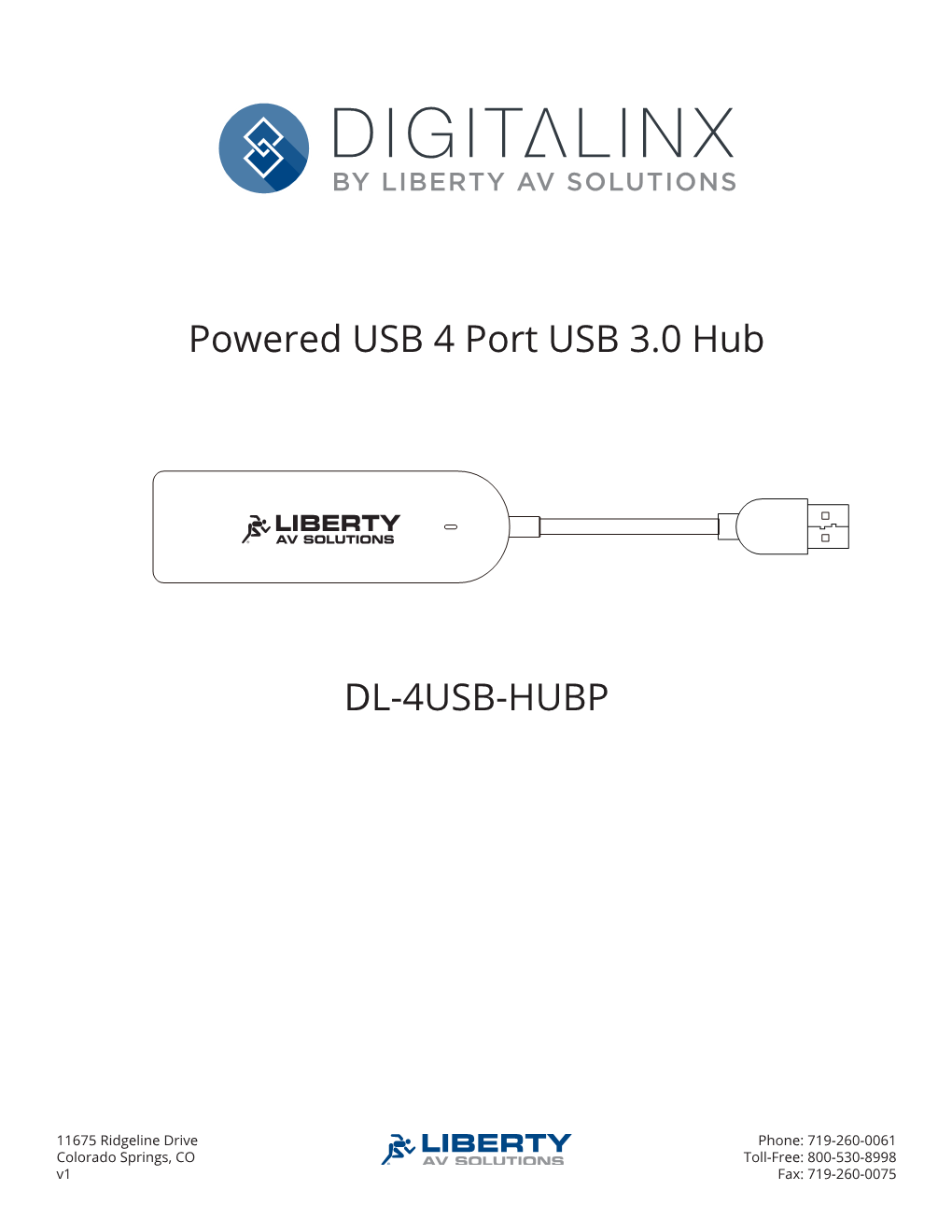 Powered USB 4 Port USB 3.0 Hub DL-4USB-HUBP