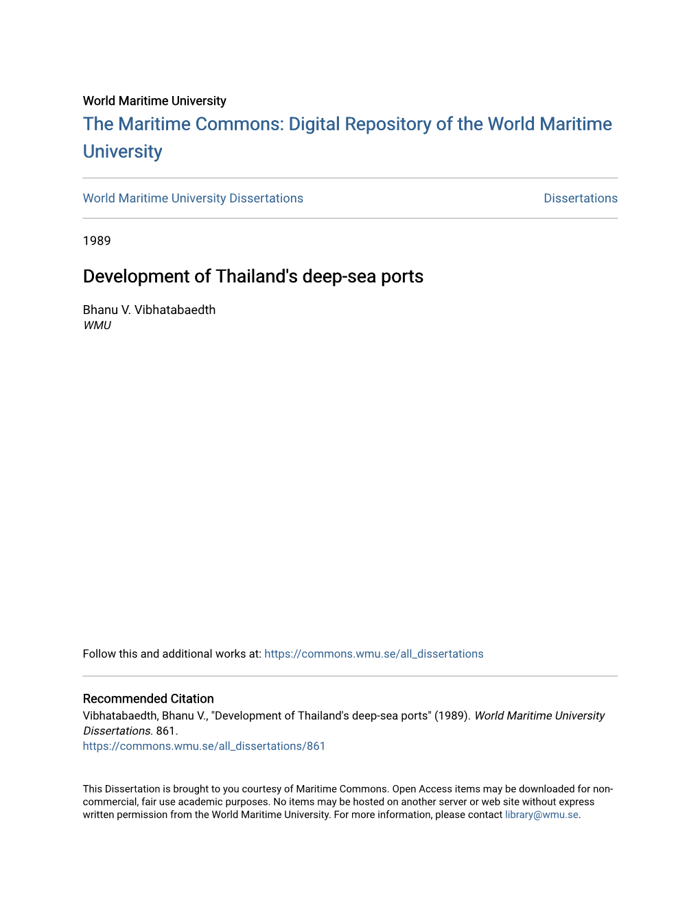 Development of Thailand's Deep-Sea Ports