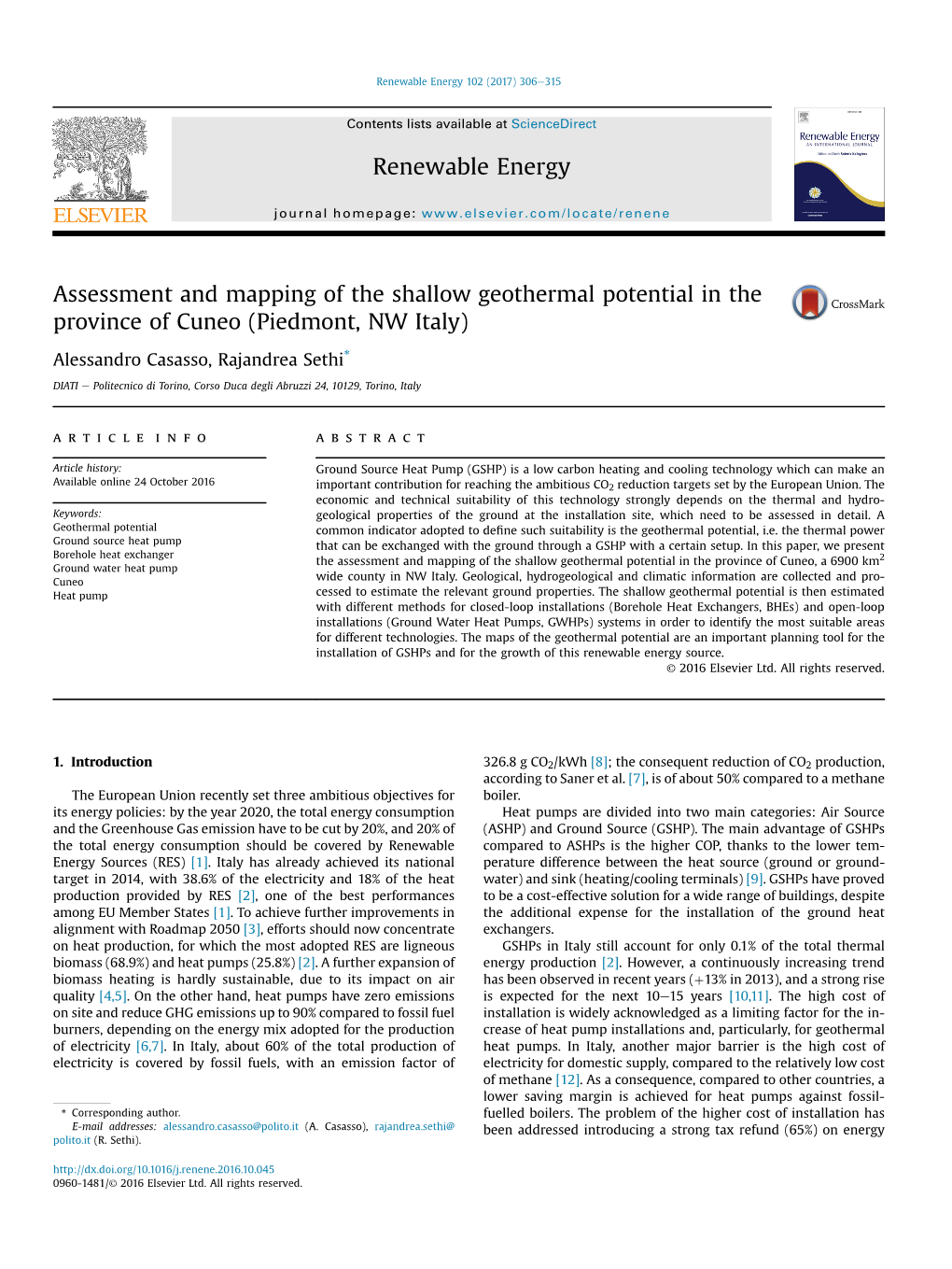 Assessment and Mapping of the Shallow Geothermal Potential in the Province of Cuneo (Piedmont, NW Italy)