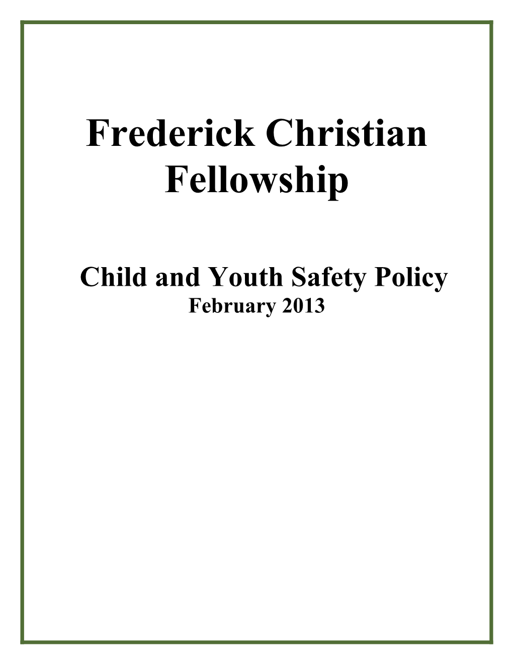 Child and Youth Safety Policy