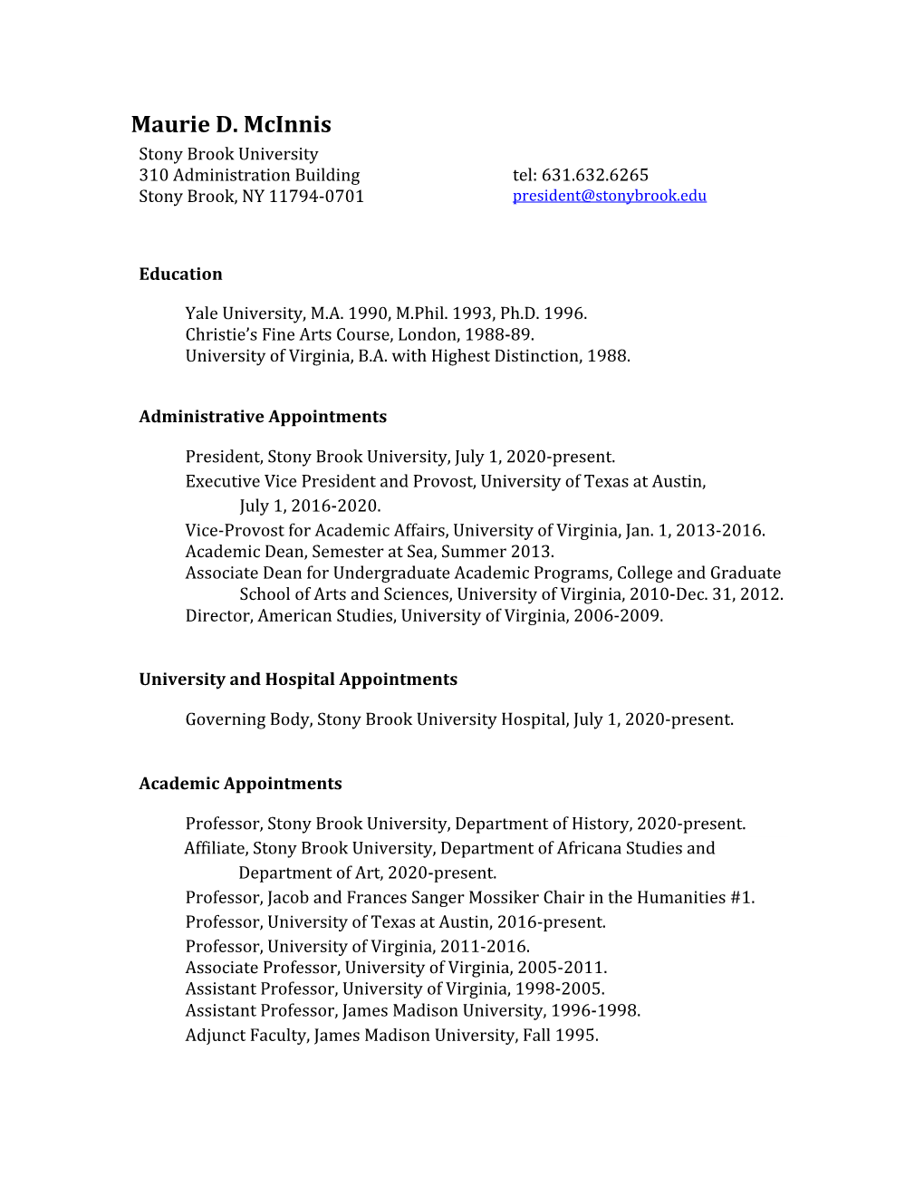 Maurie Mcinnis' CV