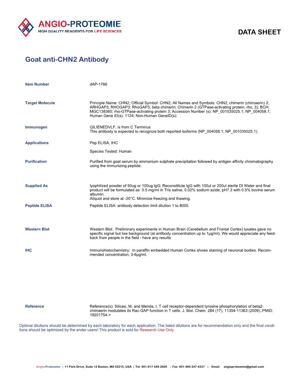 Dap-1766 Goat Anti-CHN2 Antibody-PDF.Pdf