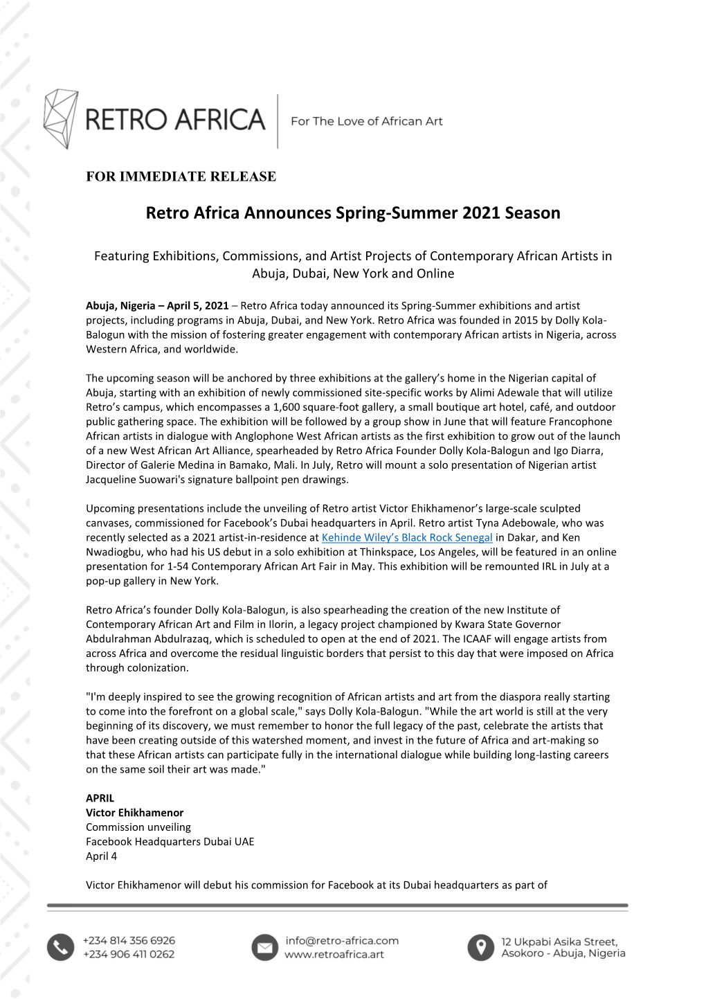 Retro Africa Announces Spring-Summer 2021 Season