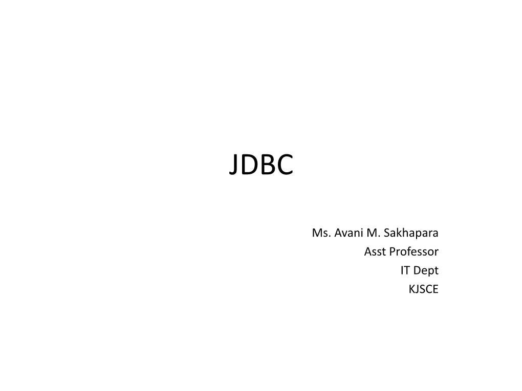 Java Database Connectivity (JDBC)