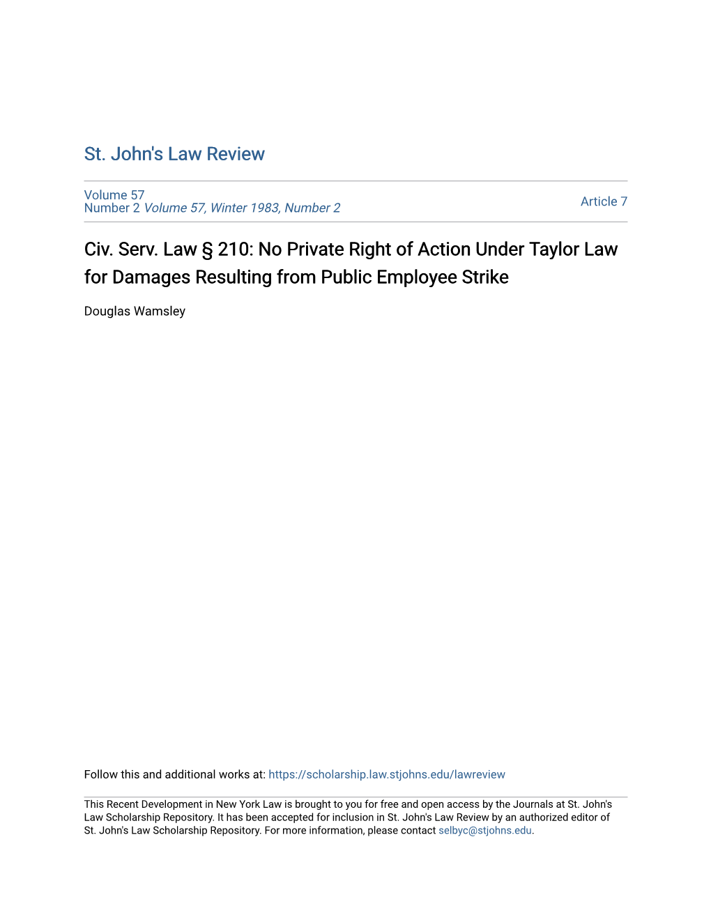 No Private Right of Action Under Taylor Law for Damages Resulting from Public Employee Strike