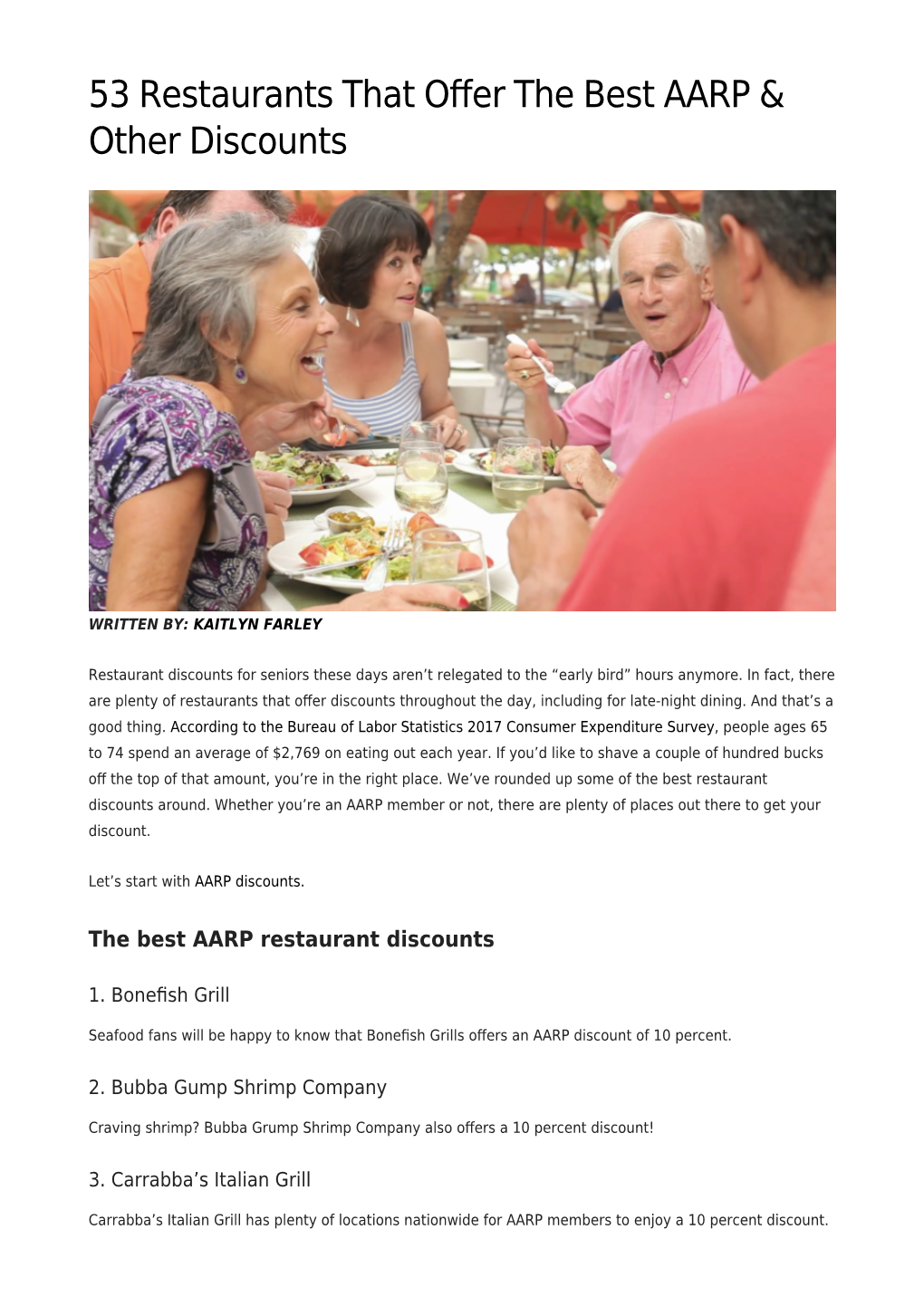 53 Restaurants That Offer the Best AARP & Other Discounts