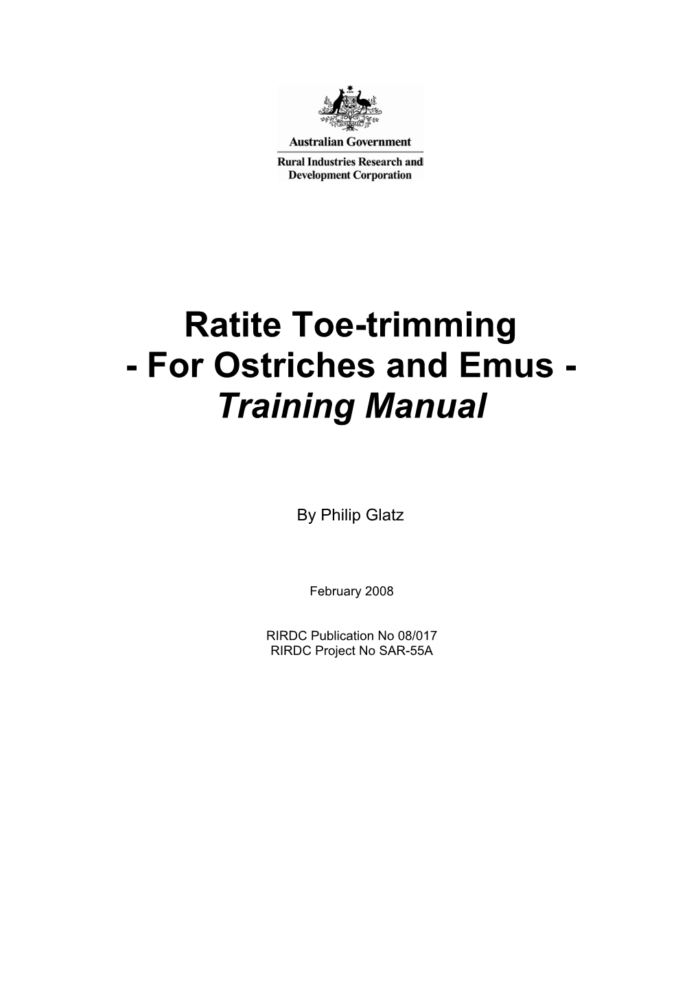 Ratite Toe-Trimming - for Ostriches and Emus - Training Manual