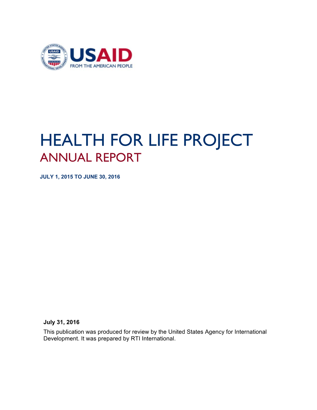 Health for Life Project Annual Report