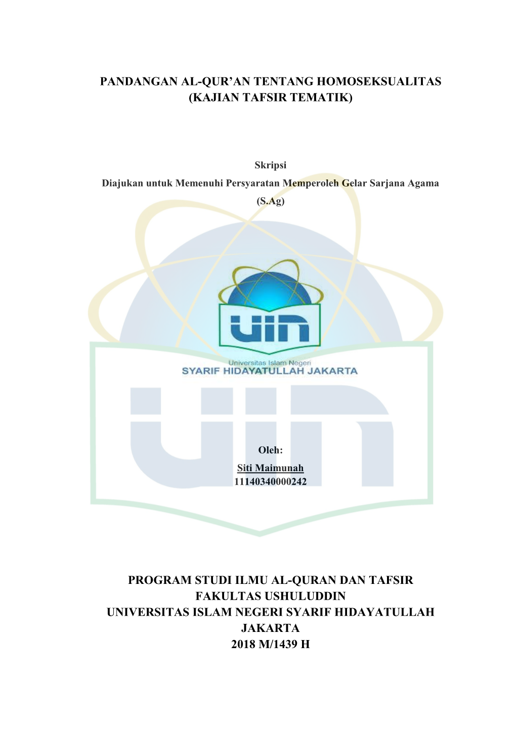 Pandangan Al-Qur'an Tentang Homoseksualitas (Kajian Tafsir