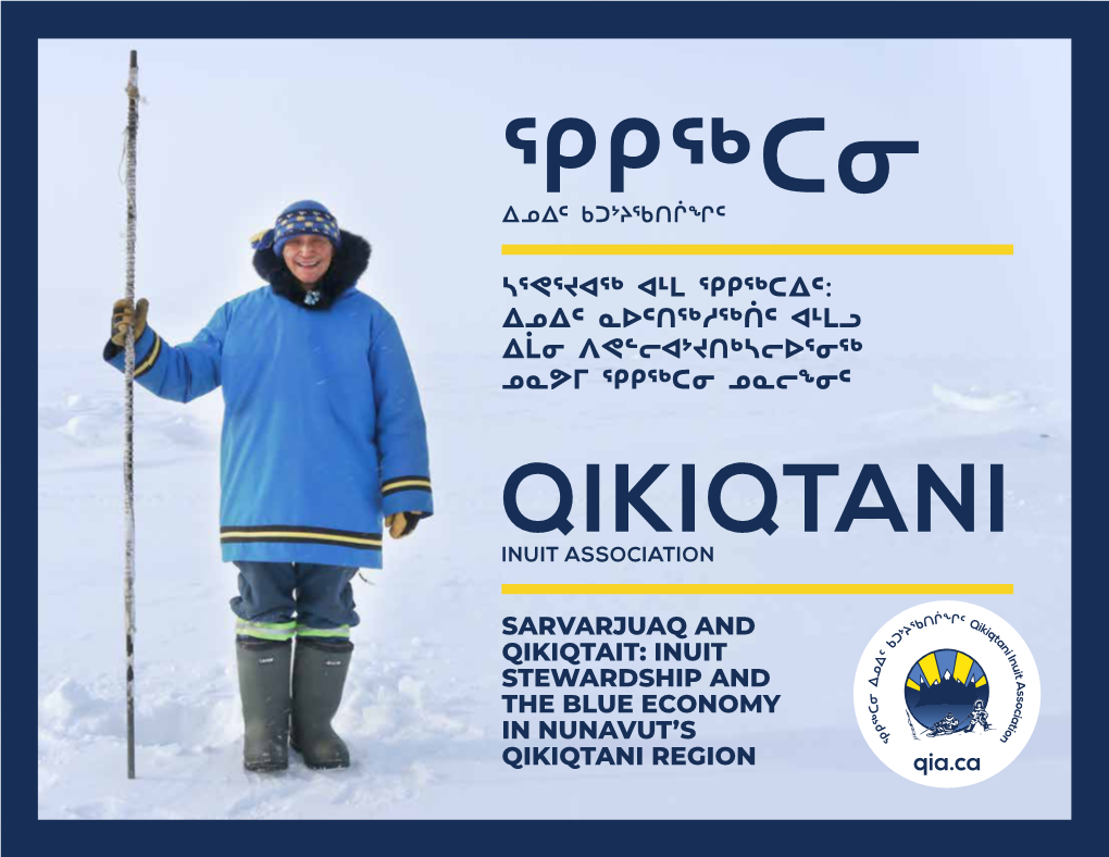 Inuit Stewardship and the Blue Economy in Nunavut’S Qikiqtani Region ᕿᑭᖅᑕᓂ ᕿᑭᖅᑕᐃᑦ ᑐᒃᓯᕋᖅᑕᐅᓯᒪᓂᖓ ᐃᓄᐃᑦ ᑲᑐᔾᔨᖃᑎᒌᖏᑦ Qikiqtait Proposed Area