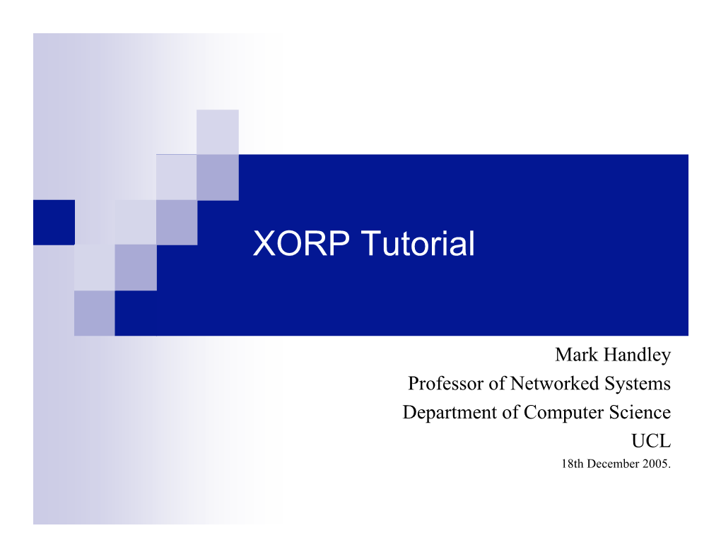 XORP Tutorial