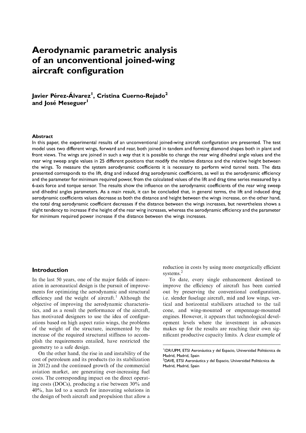 Aerodynamic Parametric Analysis of an Unconventional Joined-Wing Aircraft Configuration