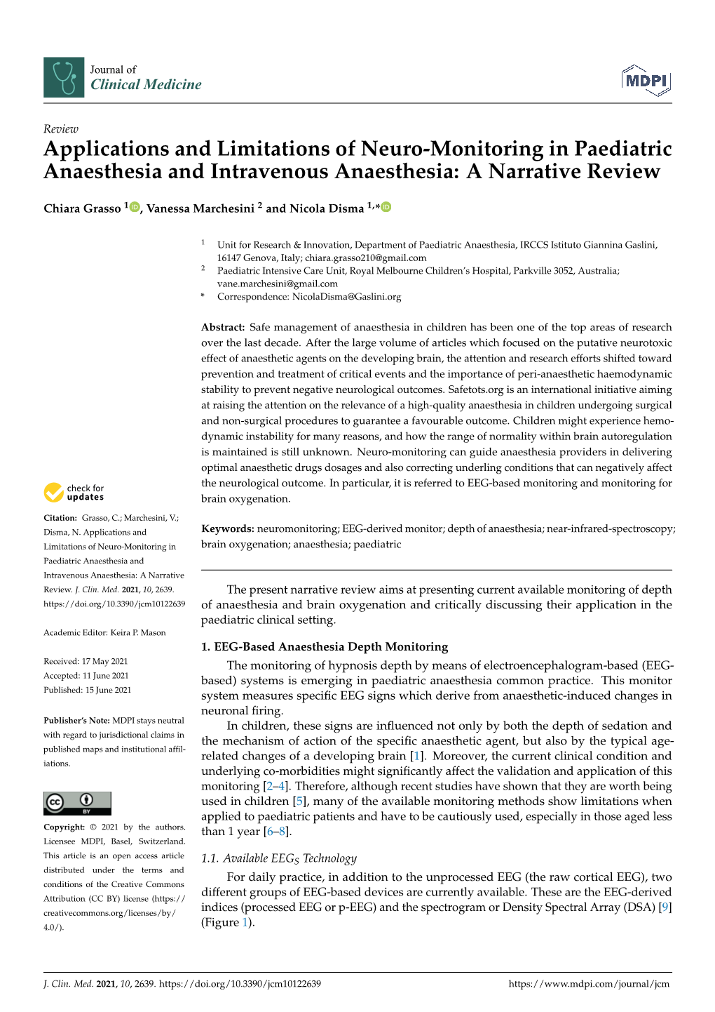 Applications and Limitations of Neuro-Monitoring in Paediatric Anaesthesia and Intravenous Anaesthesia: a Narrative Review