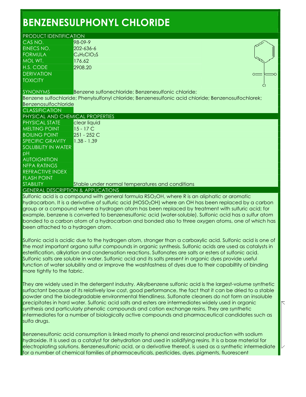 Benzenesulphonyl Chloride