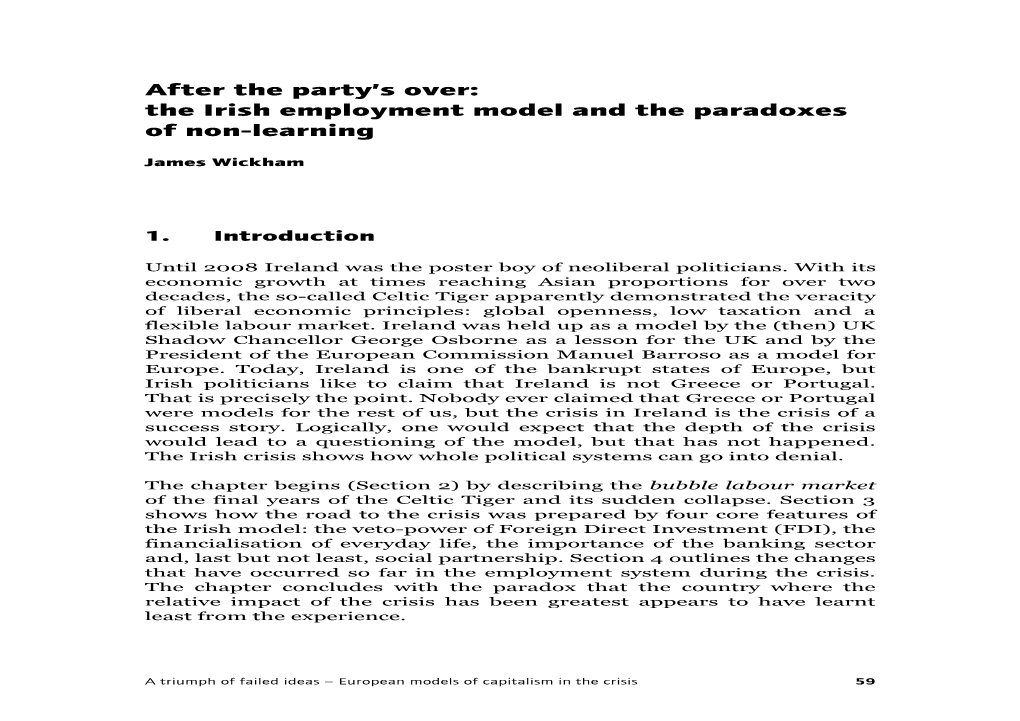 The Irish Employment Model and the Paradoxes of Non-Learning