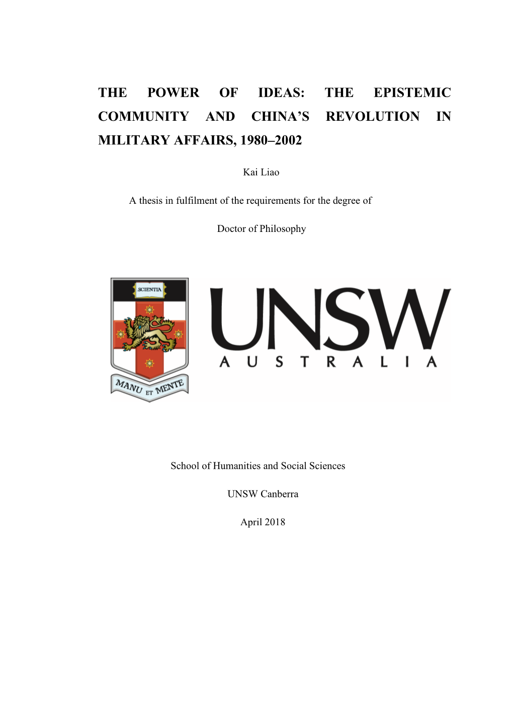 The Epistemic Community and China's Revolution in Military Affairs, 1980–2002