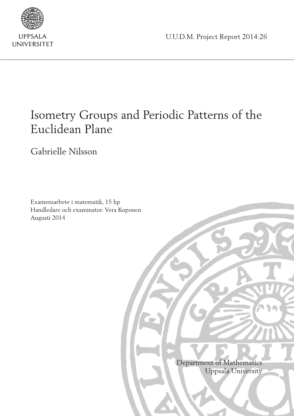 Isometry Groups and Periodic Patterns of the Euclidean Plane