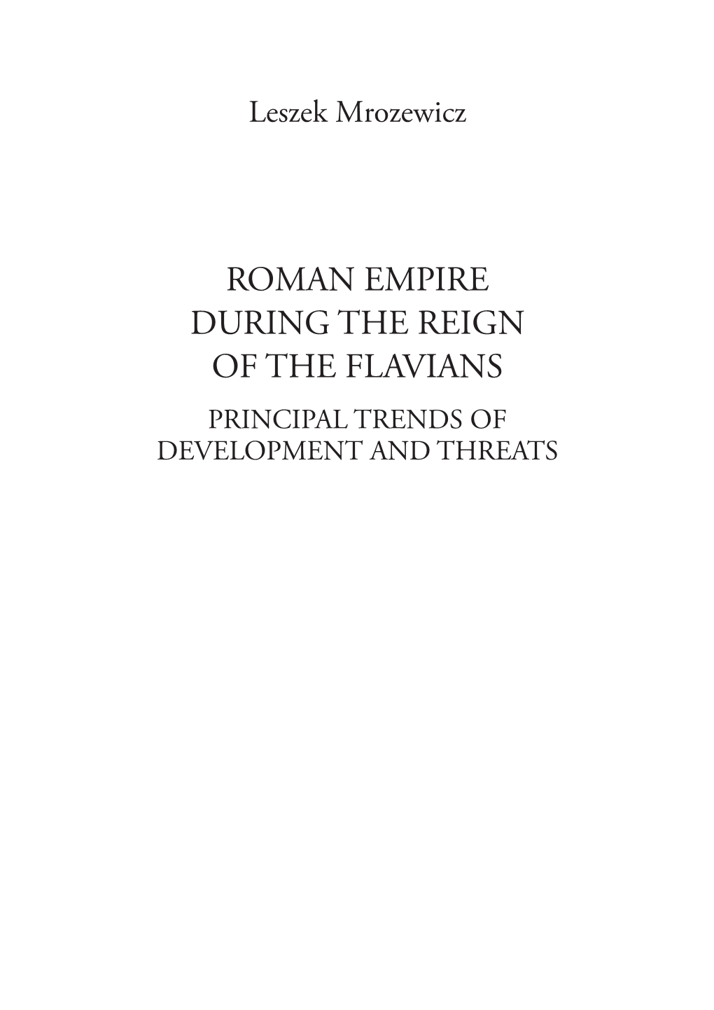 Roman Empire During the Reign of the Flavians