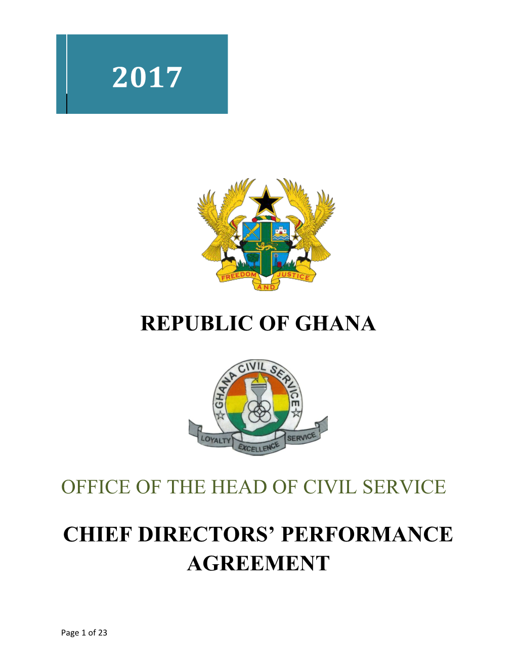 Chief Directors Performance Agreement