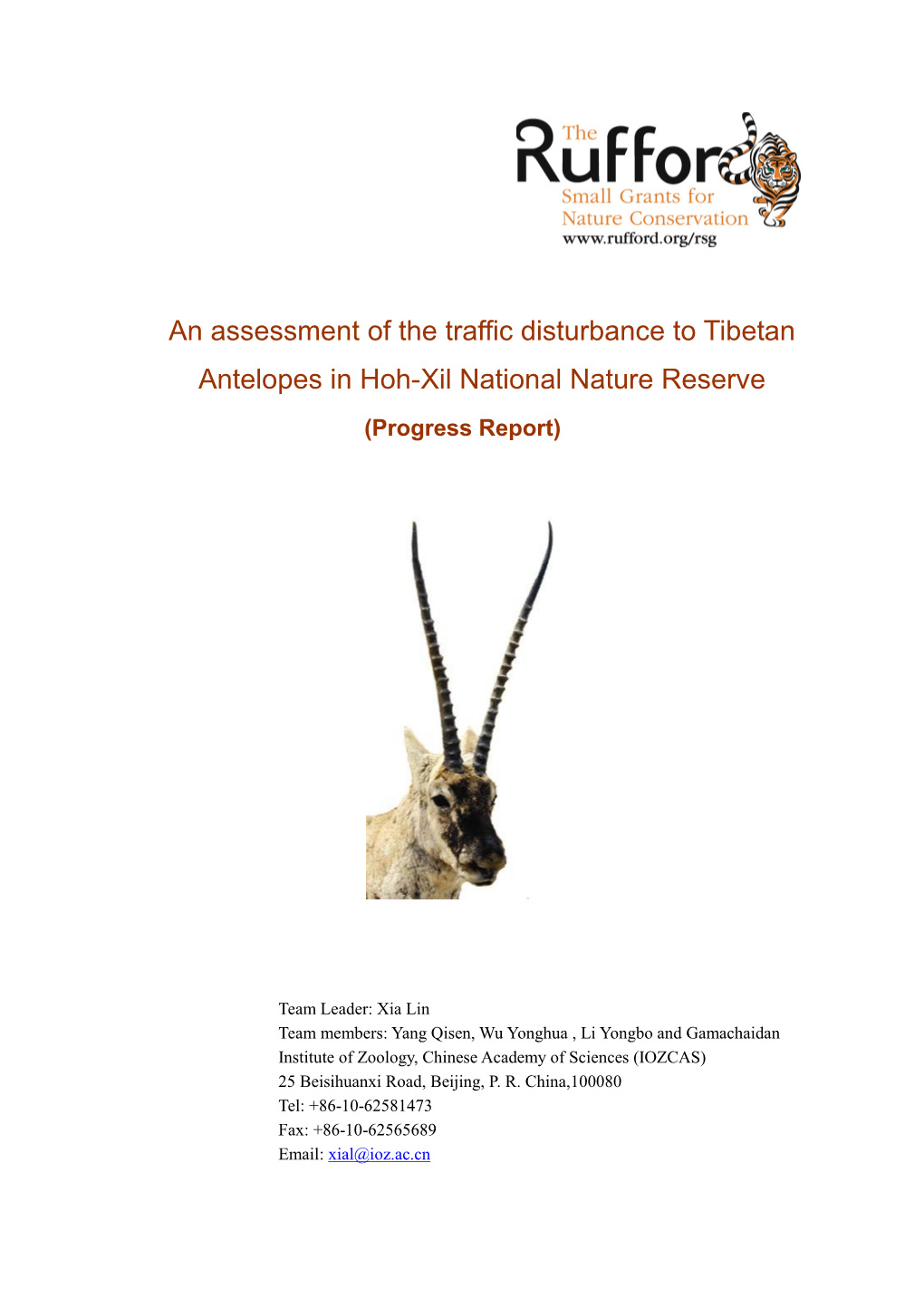 An Assessment of the Traffic Disturbance to Tibetan Antelopes in Hoh-Xil National Nature Reserve