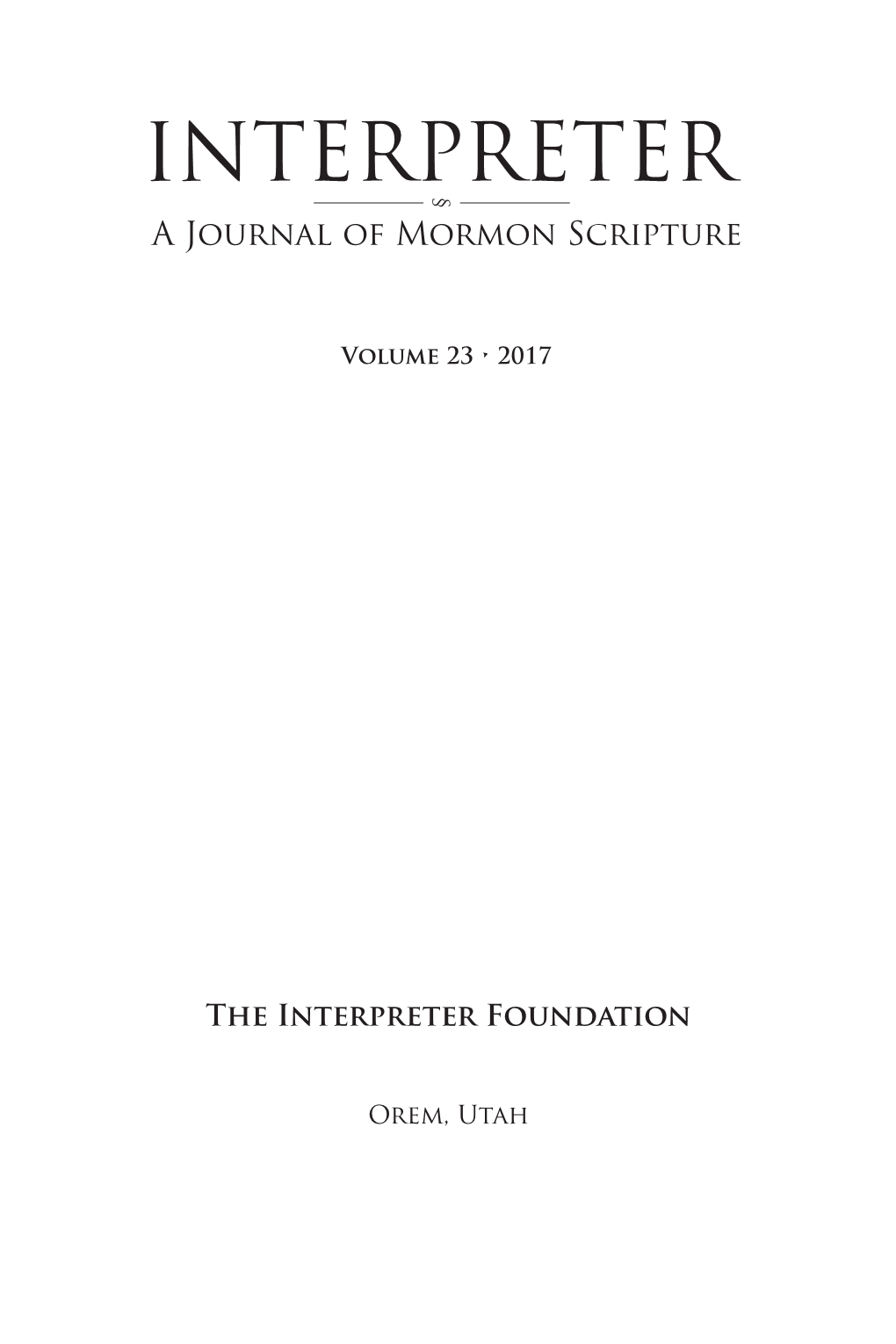 INTERPRETER§ a Journal of Mormon Scripture