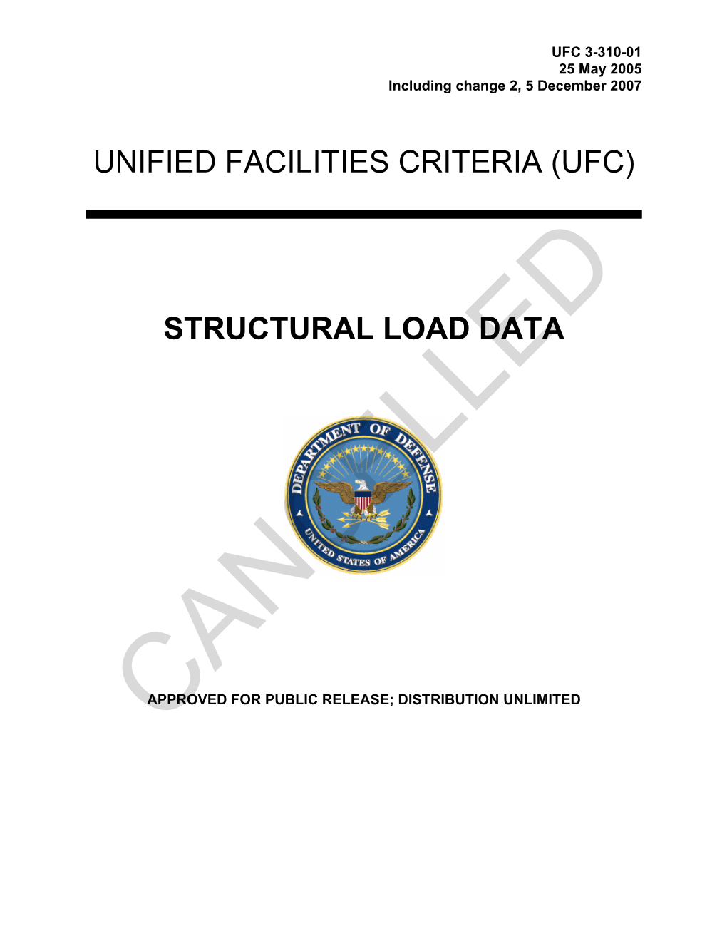 UFC 3-310-01 Structural Load Data, with Change 2