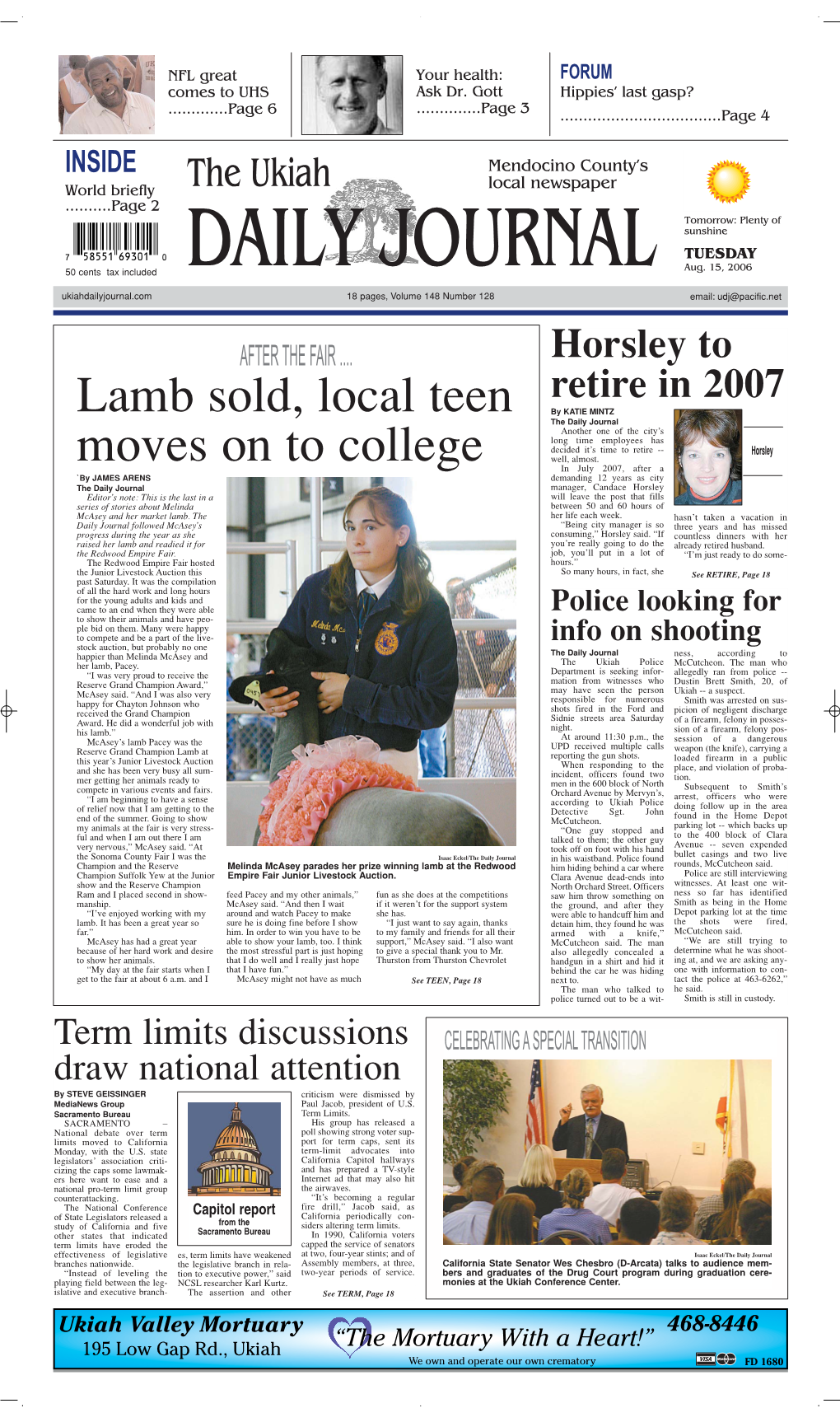 Lamb Sold, Local Teen Moves on to College
