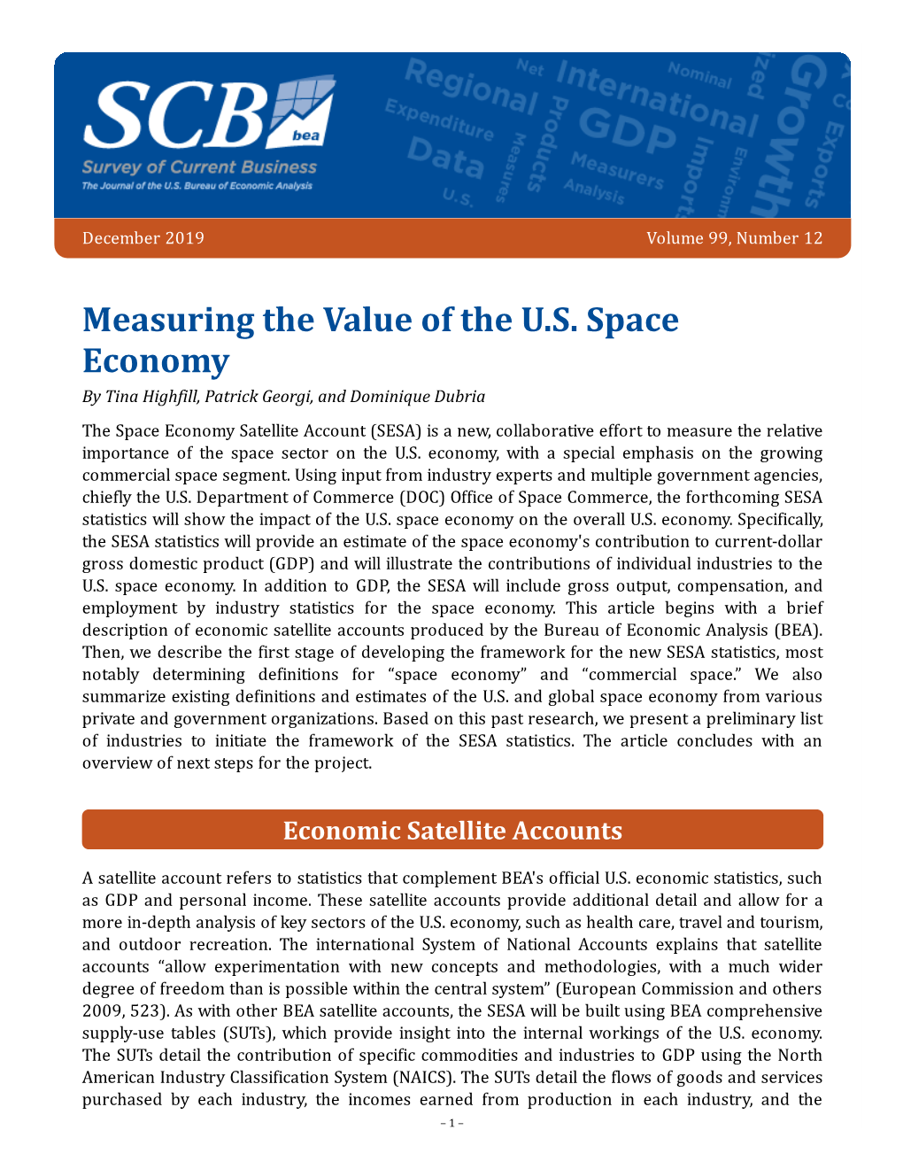 Measuring the Value of the U.S. Space Economy