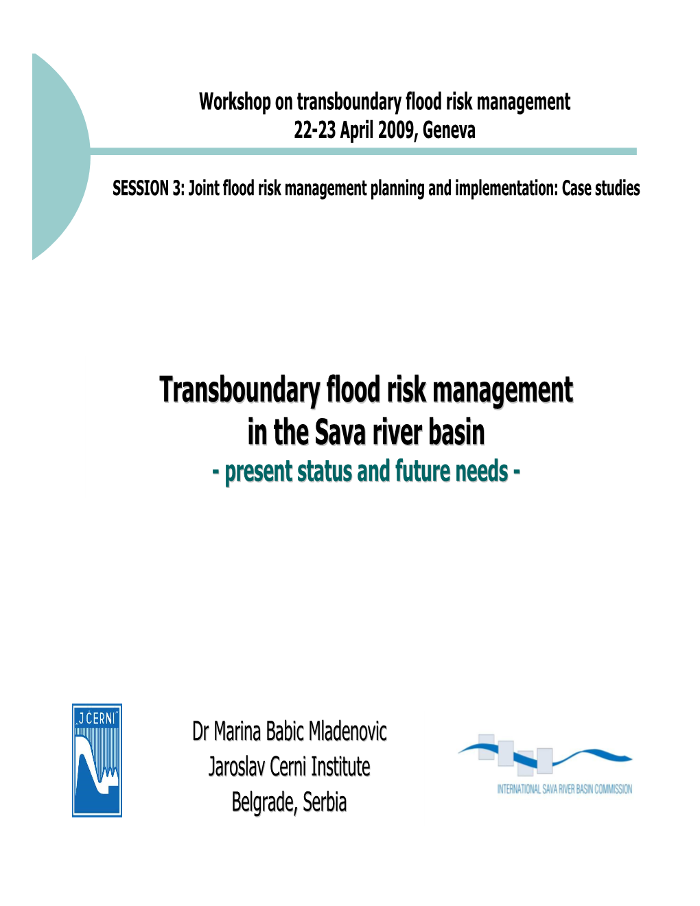 Transboundary Flood Risk Management in the Sava River Basin - Present Status and Future Needs